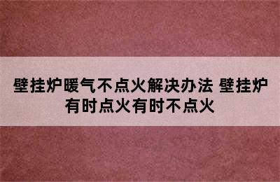 壁挂炉暖气不点火解决办法 壁挂炉有时点火有时不点火